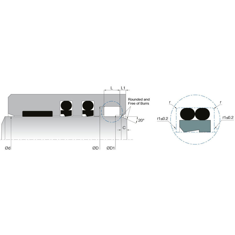 KL103 PTFE Wiper Seal Types Low Friction For Pneumatic Cylinders