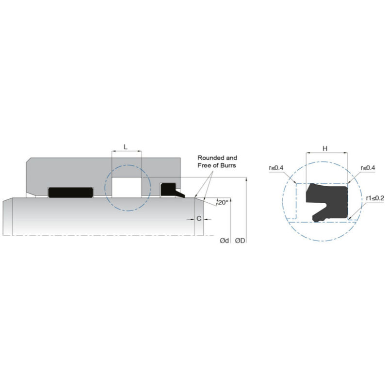 KL85 Pneumatic Sealing Elements Uring Type Easy installation Low Friction